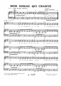 page one of Mon Oiseau Qui Chante (Piano & Vocal)