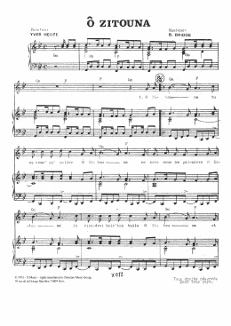 page one of O Zitouna (Piano & Vocal)