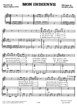 page one of Mon Indienne (Piano & Vocal)