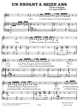 page one of Un Enfant A Seize Ans (Piano & Vocal)