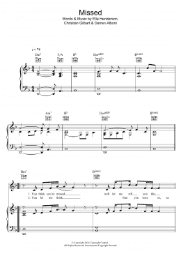 page one of Missed (Piano, Vocal & Guitar Chords)