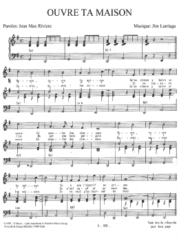 page one of Ouvre Ta Maison (Piano & Vocal)
