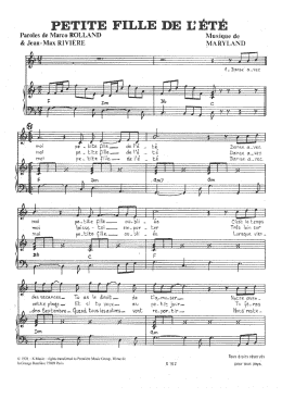 page one of Petite Fille De L'ete (Piano & Vocal)