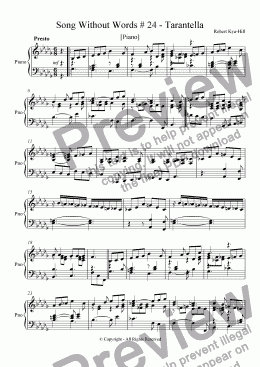page one of Song Without Words # 24 - Tarantella [Piano]