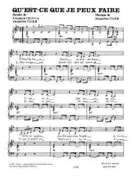 page one of Qu'est-Ce Que J'peux Faire (Piano & Vocal)