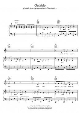 page one of Outside (feat. Ellie Goulding) (Piano, Vocal & Guitar Chords)