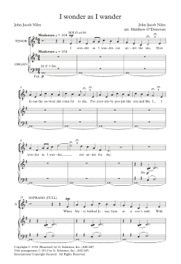 page one of I Wonder As I Wander (arr. Matthew O'Donovan) (SATB Choir)