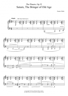 page one of The Planets, Op. 32: Saturn, the Bringer of Old Age (abridged version) (Piano Solo)