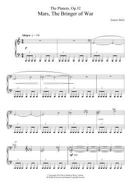 page one of The Planets, Op. 32: Mars, the Bringer of War (Piano Solo)
