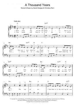 page one of A Thousand Years (Beginner Piano (Abridged))