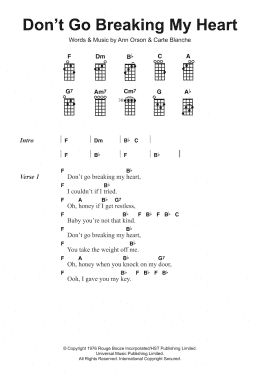 page one of Don't Go Breaking My Heart (Ukulele)