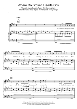 page one of Where Do Broken Hearts Go (Piano, Vocal & Guitar Chords)
