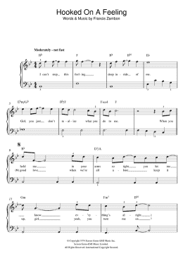 page one of Hooked On A Feeling (Beginner Piano (Abridged))