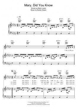 page one of Mary, Did You Know? (Piano, Vocal & Guitar Chords)