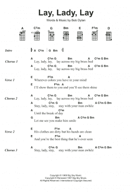 page one of Lay Lady Lay (Ukulele Chords/Lyrics)