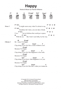 page one of Happy (Ukulele Chords/Lyrics)