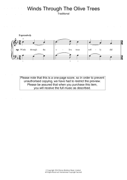 page one of Winds Through The Olive Trees (Beginner Piano (Abridged))