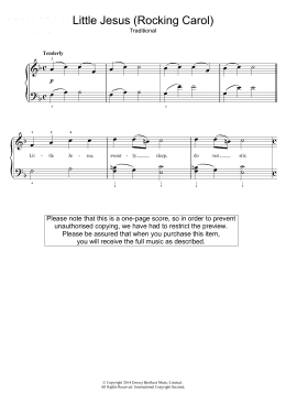 page one of Little Jesus (Rocking Carol) (Beginner Piano (Abridged))