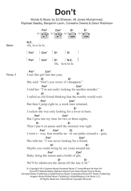 page one of Don't (Guitar Chords/Lyrics)