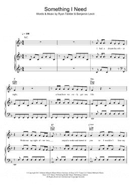page one of Something I Need (Piano, Vocal & Guitar Chords)