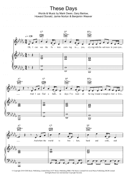 page one of These Days (Piano, Vocal & Guitar Chords)