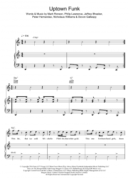page one of Uptown Funk (feat. Bruno Mars) (Piano, Vocal & Guitar Chords)