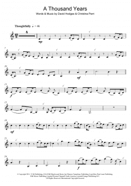 page one of A Thousand Years (Clarinet Solo)