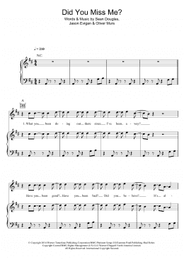 page one of Did You Miss Me (Piano, Vocal & Guitar Chords)