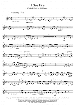 page one of I See Fire (from The Hobbit) (Clarinet Solo)