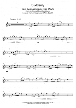 page one of Suddenly (from Les Miserables The Movie) (Alto Sax Solo)