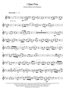 page one of I See Fire (from The Hobbit) (Alto Sax Solo)