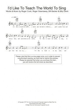 page one of I'd Like To Teach The World To Sing (Ukulele)