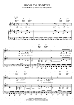 page one of Under The Shadows (Piano, Vocal & Guitar Chords)
