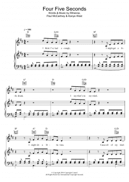 page one of FourFiveSeconds (featuring Kanye West and Paul McCartney) (Piano, Vocal & Guitar Chords (Right-Hand Melody))