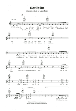 page one of Bang A Gong (Get It On) (Ukulele)