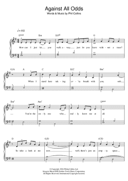 page one of Against All Odds (Take A Look At Me Now) (Beginner Piano (Abridged))