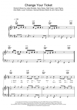 page one of Change Your Ticket (Piano, Vocal & Guitar Chords)