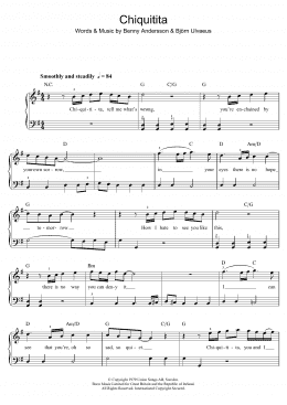page one of Chiquitita (Beginner Piano (Abridged))