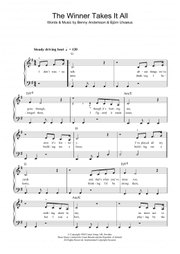 page one of The Winner Takes It All (Beginner Piano (Abridged))
