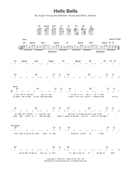 page one of Hells Bells (Ukulele Chords/Lyrics)