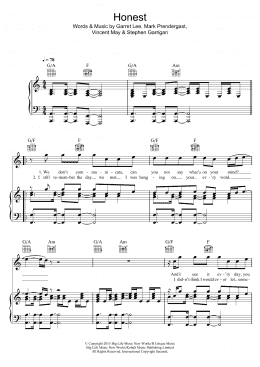 page one of Honest (Piano, Vocal & Guitar Chords)