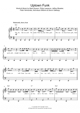 page one of Uptown Funk (feat. Bruno Mars) (Beginner Piano (Abridged))