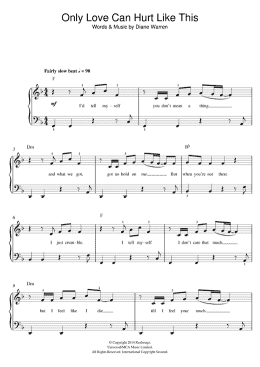 page one of Only Love Can Hurt Like This (Beginner Piano (Abridged))
