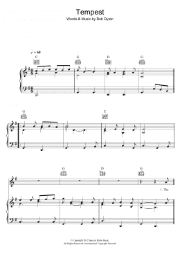 page one of Tempest (Piano, Vocal & Guitar Chords)