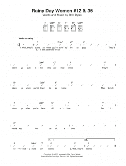 page one of Rainy Day Women #12 and 35 (Ukulele Chords/Lyrics)