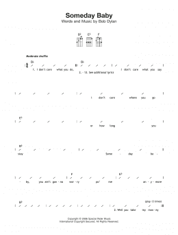 page one of Someday Baby (Ukulele Chords/Lyrics)