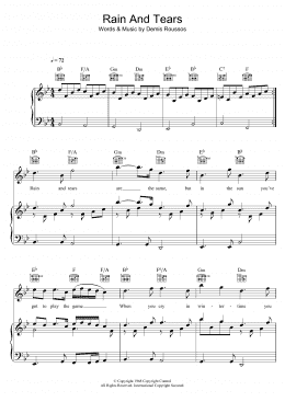 page one of Rain And Tears (Piano, Vocal & Guitar Chords)