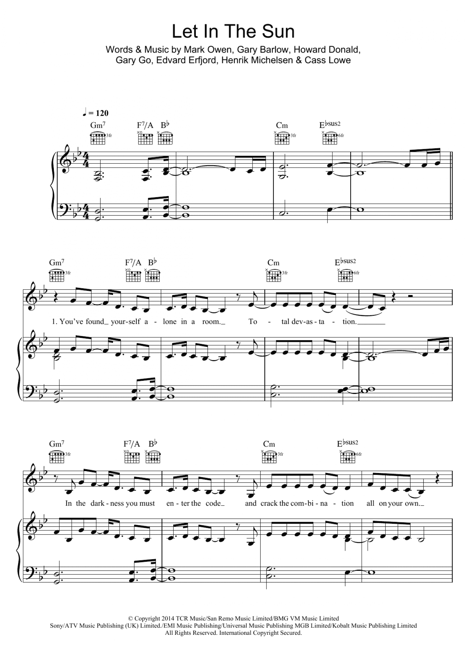 Let In The Sun (Piano, Vocal & Guitar Chords)