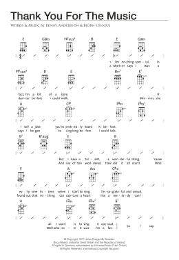 page one of Thank You For The Music (Ukulele Chords/Lyrics)
