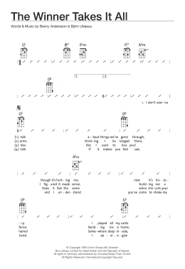 page one of The Winner Takes It All (Ukulele Chords/Lyrics)